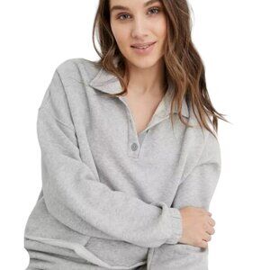 Aerie by American Eagle Fleece of Mind Cropped Polo Sweatshirt Cozy Women's S